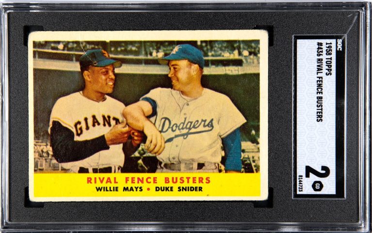 Willie Mays/Duke Snider 1958 Topps Rival Fence Busters Card #436-SGC Graded 2 GD