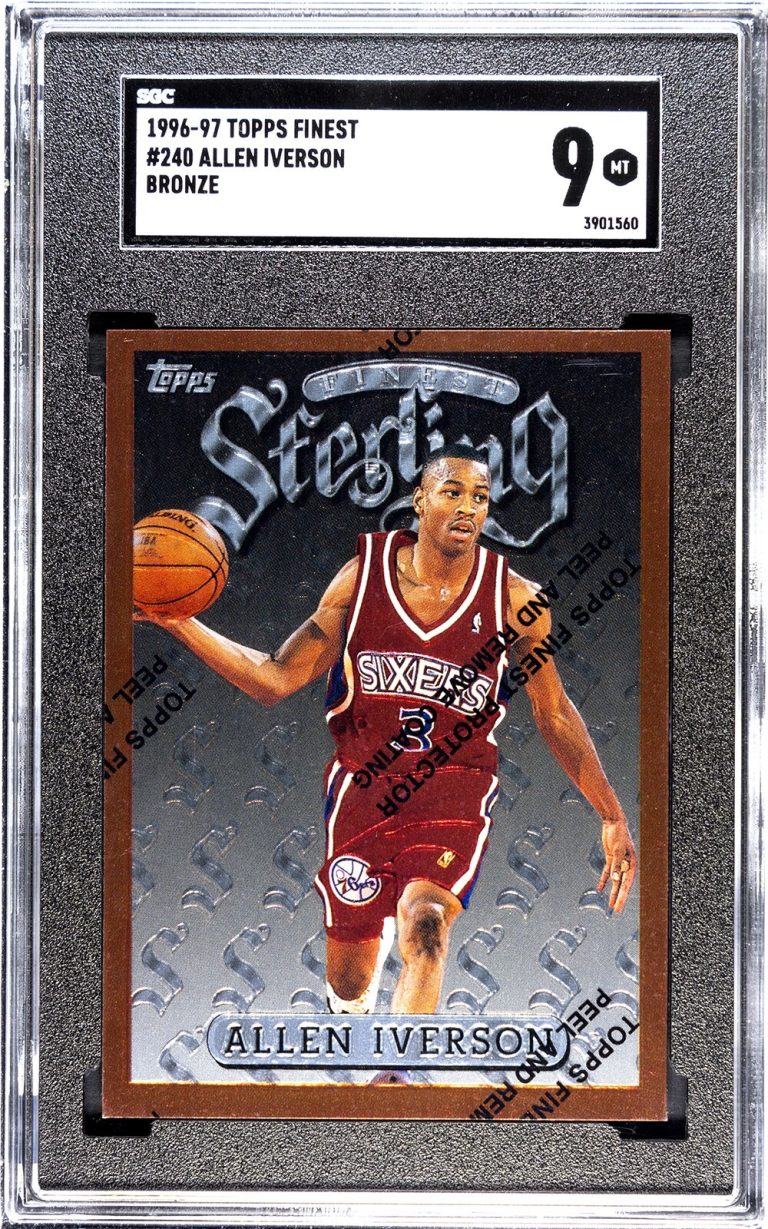 Allen Iverson 1996-97 Topps Finest Bronze Rookie Card (RC) #240- SGC Graded 9 MT