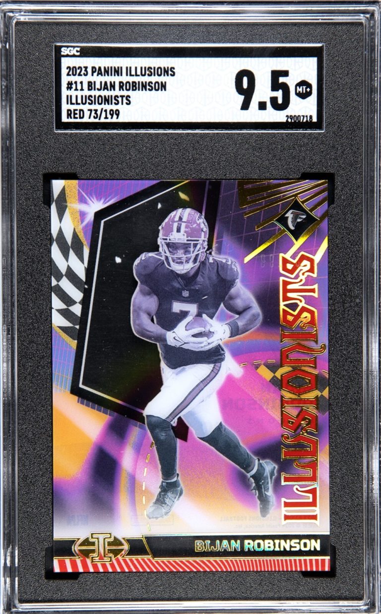 Bijan Robinson 2023 Panini Red Illusionists Rookie Card- /199-SGC Graded 9.5 MT+