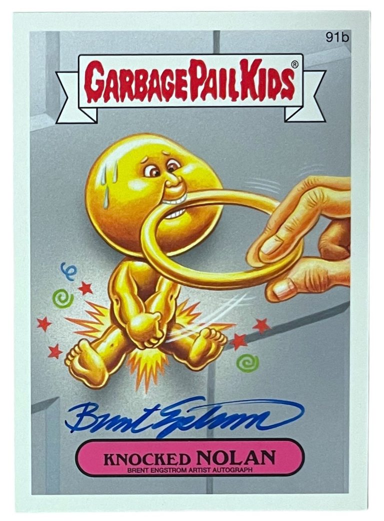 2014 Topps Garbage Pail Kids Brent Engstrom Artist signed Knocked Nolan Card 91b