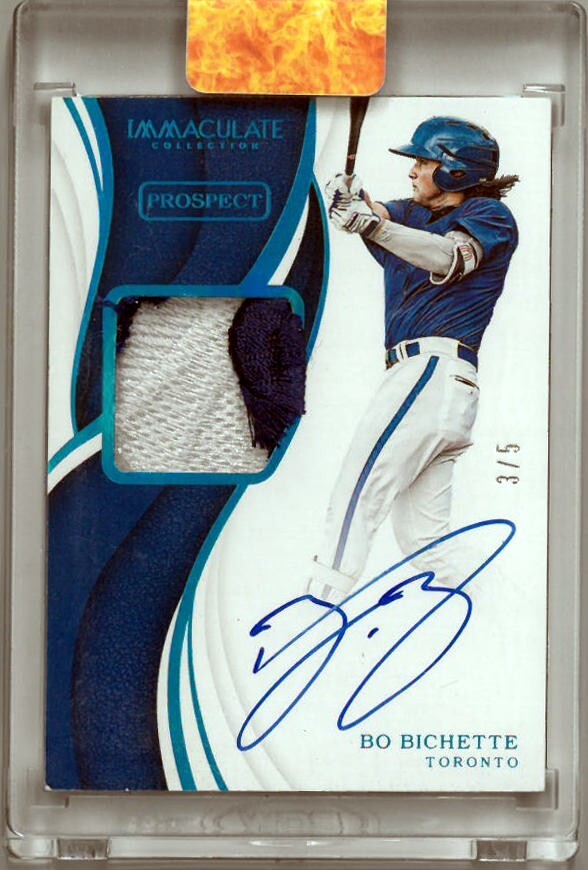 Bo Bichette signed 2019 Panini Immaculate Collection Rookie On Card Auto/RPA- /5