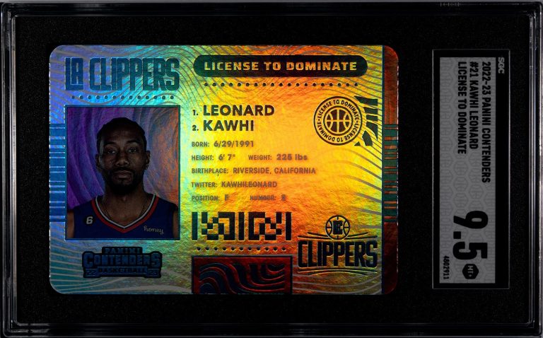 Kawhi Leonard 2022-23 Panini Contenders Lic to Dominate Card- SGC Graded 9.5 MT+