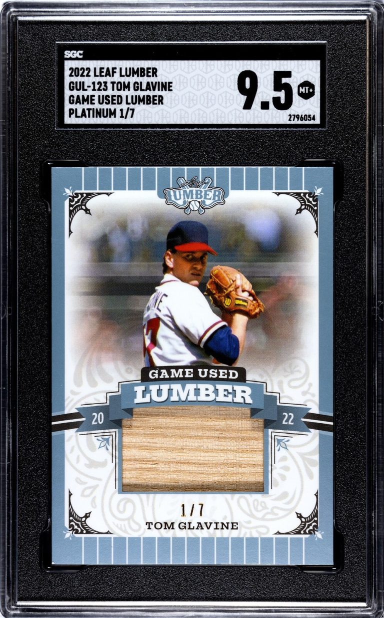 Tom Glavine 2022 Leaf Lumber Game Used Platinum Card- 1/7- Graded 9.5 Mint+