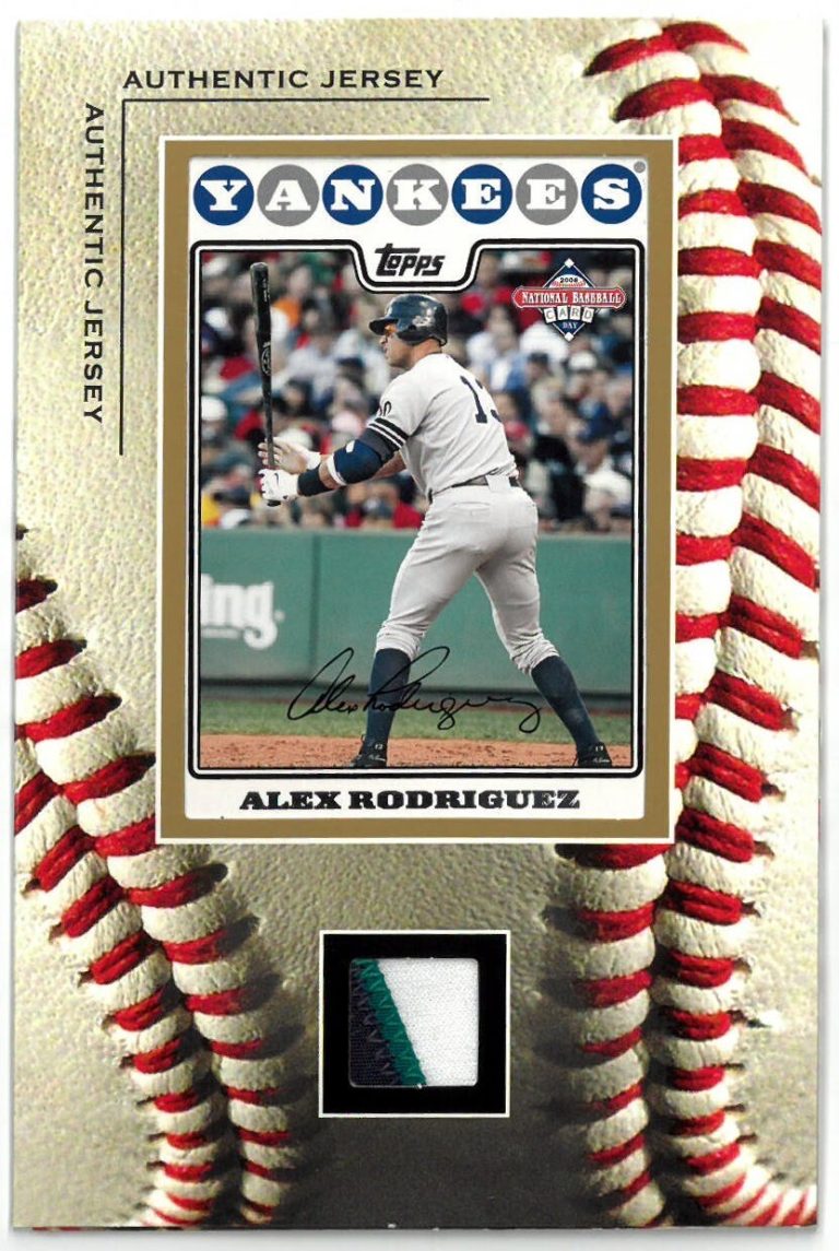 2008 Alex Rodriguez Authentic Jersey - Topps Card 4”x6” Stand Up Display Yankees