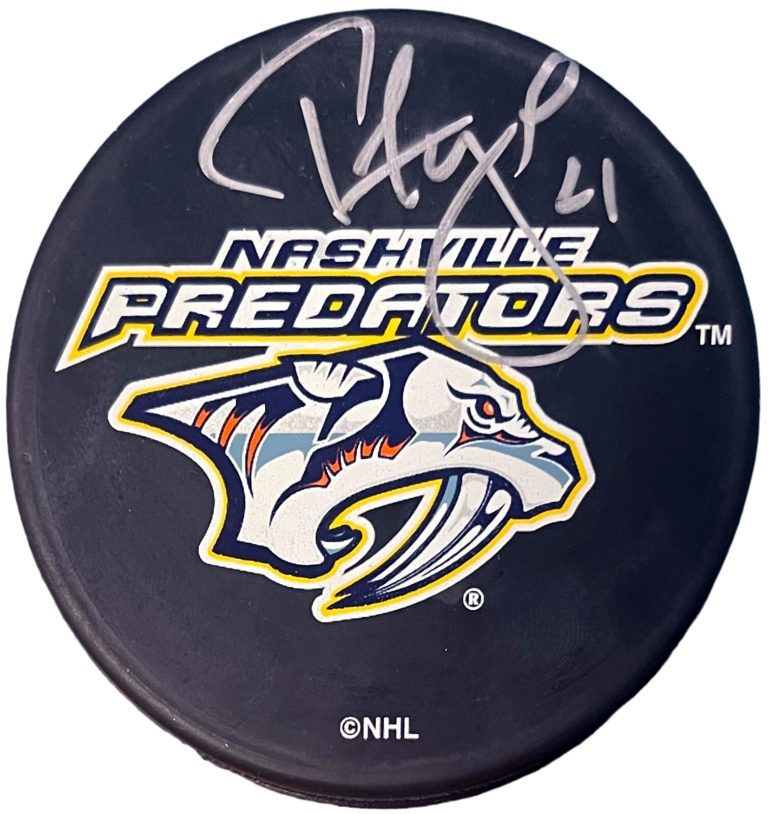 Tom Fitzgerald signed Official Nashville Predators NHL Hockey Puck #21-Preds COA