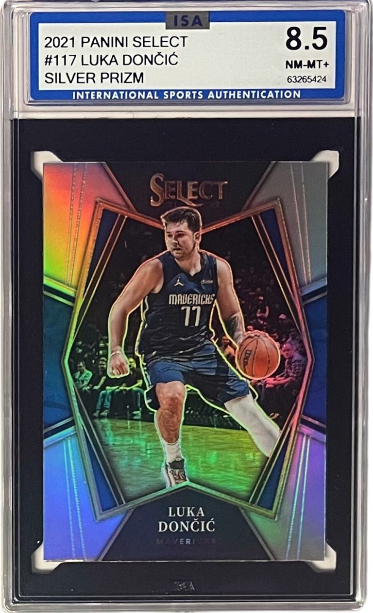 Luka Doncic 2021 Panini Select Silver Prizm Card #117- ISA Graded 8.5 NM-MT+