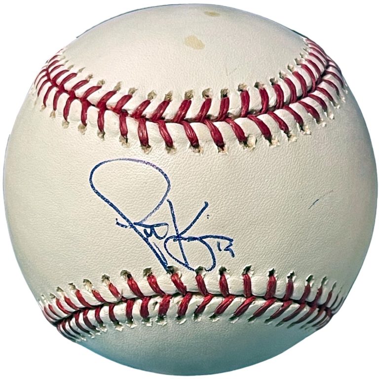 Scott Kazmir signed Official Rawlings Major League Baseball #19 minor tone spots