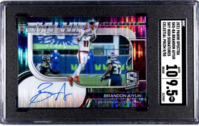 Brandon Aiyuk signed 2021 Panini Spectra Prizm Auto /50 -SGC Graded 9.5 Mint+/10