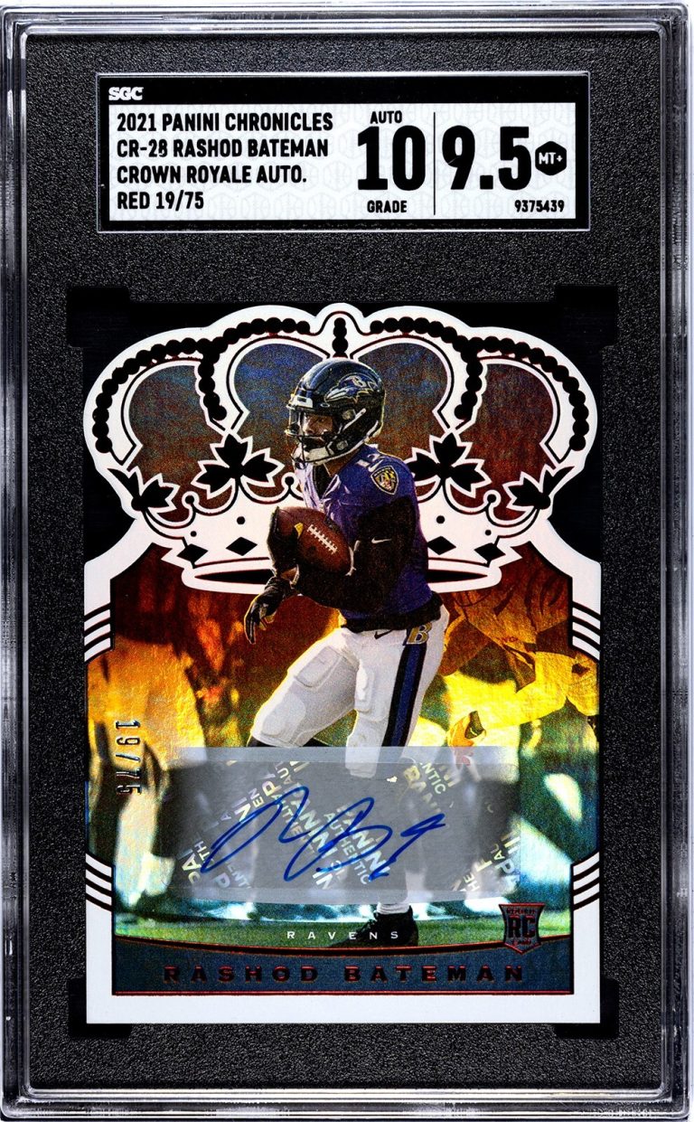 Rashod Bateman signed 2021 Panini Chronicles Crown Royale Red Rookie Auto
