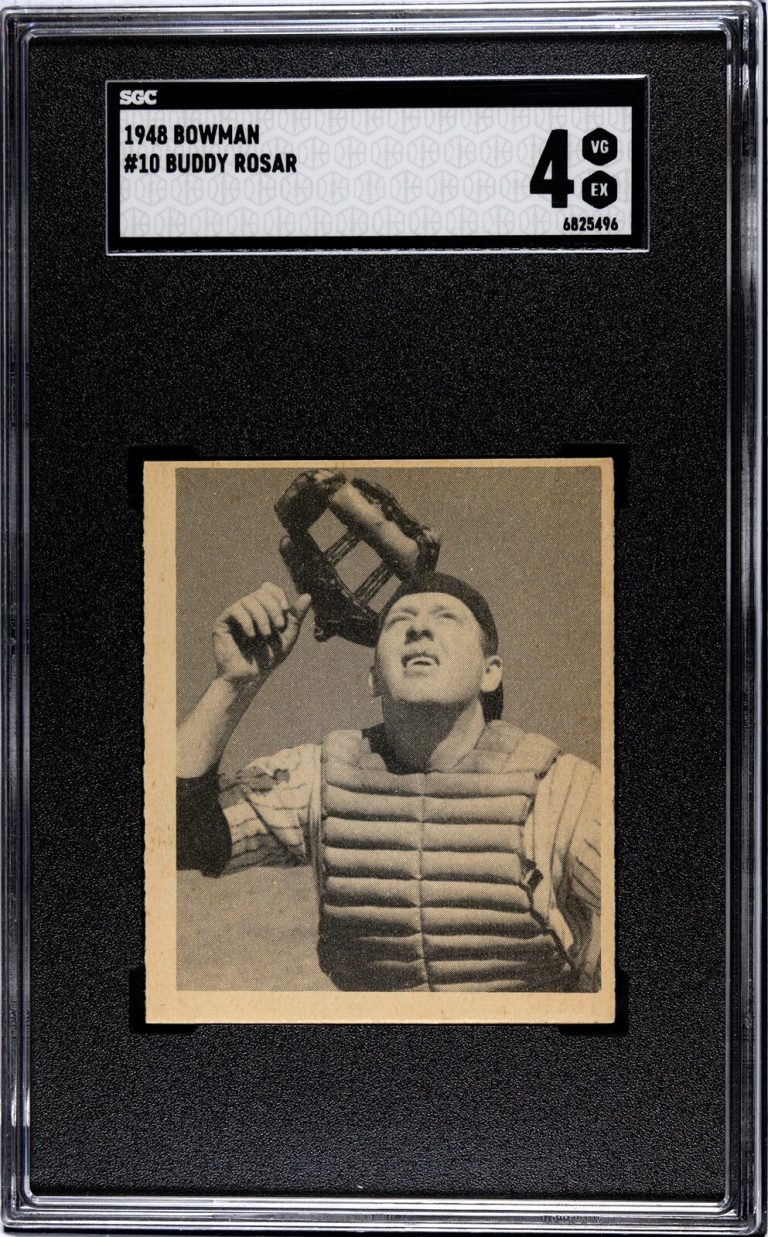 Buddy Rosar 1948 Bowman Card #10- SGC Graded 4 VG-EX (Philadelphia Athletics)