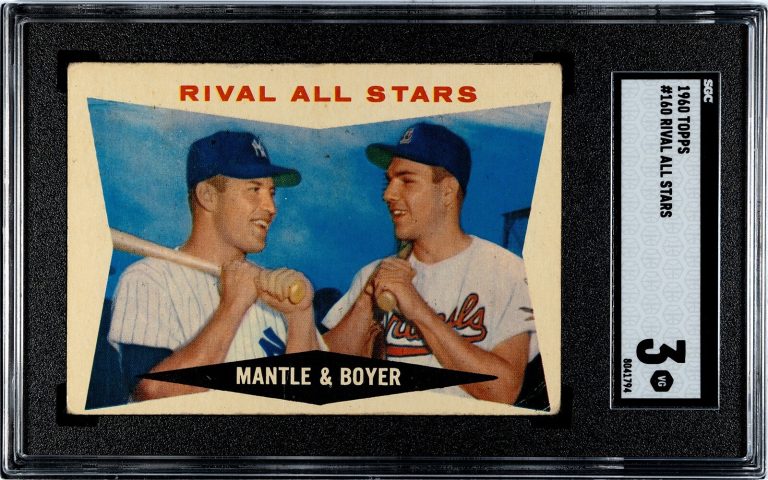 Mickey Mantle/Ken Boyer 1960 Topps Rival All Stars Card #160- SGC Graded 3 VG