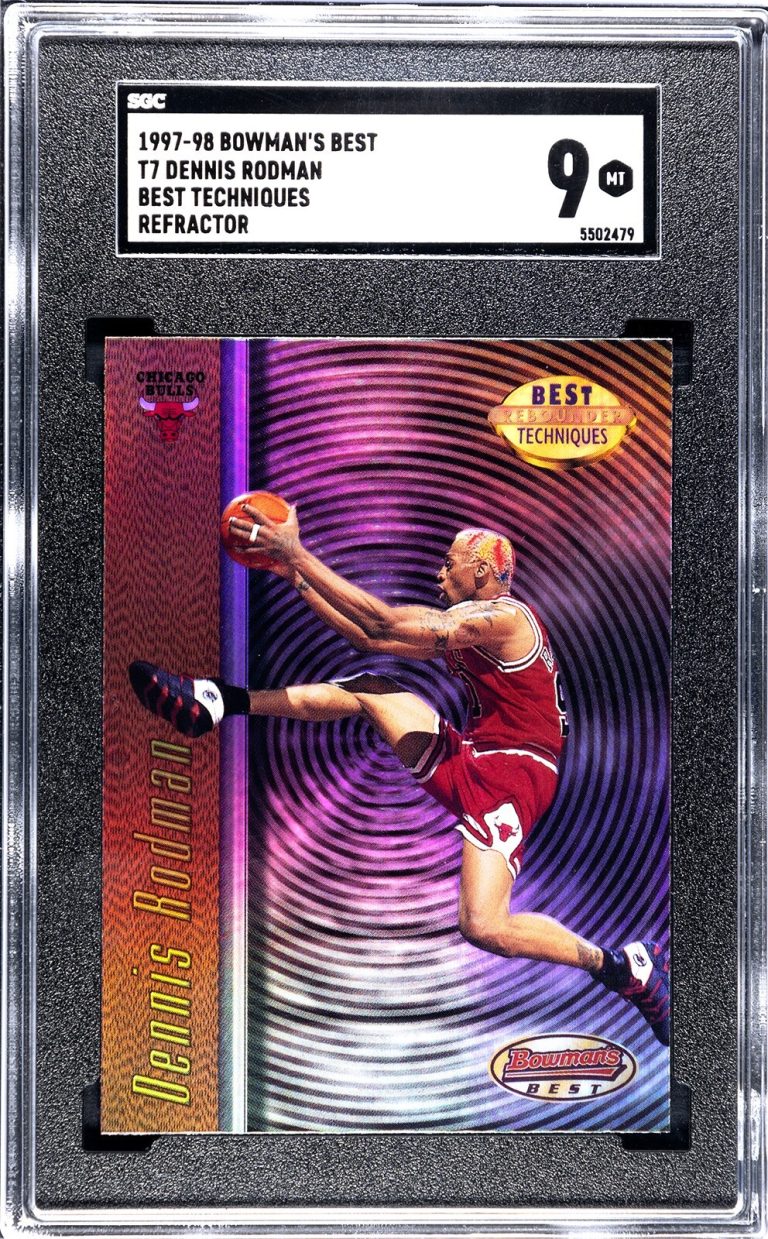 Dennis Rodman 1997-98 Bowman's Best Techniques Refractor Card - SGC Graded 9 MT