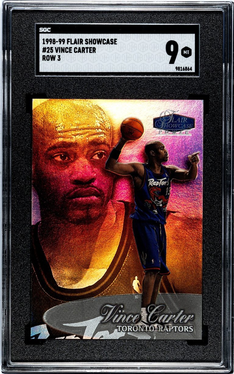 Vince Carter 1998-99 Flair Showcase Row 3 Rookie Card (RC) #25-SGC Graded 9 Mint