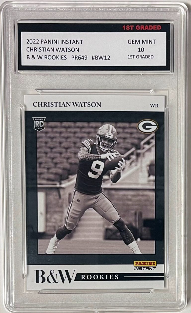 Christian Watson 2022 Panini Instant B&W Rookies Card (RC)- 1st Graded 10 Gem MT
