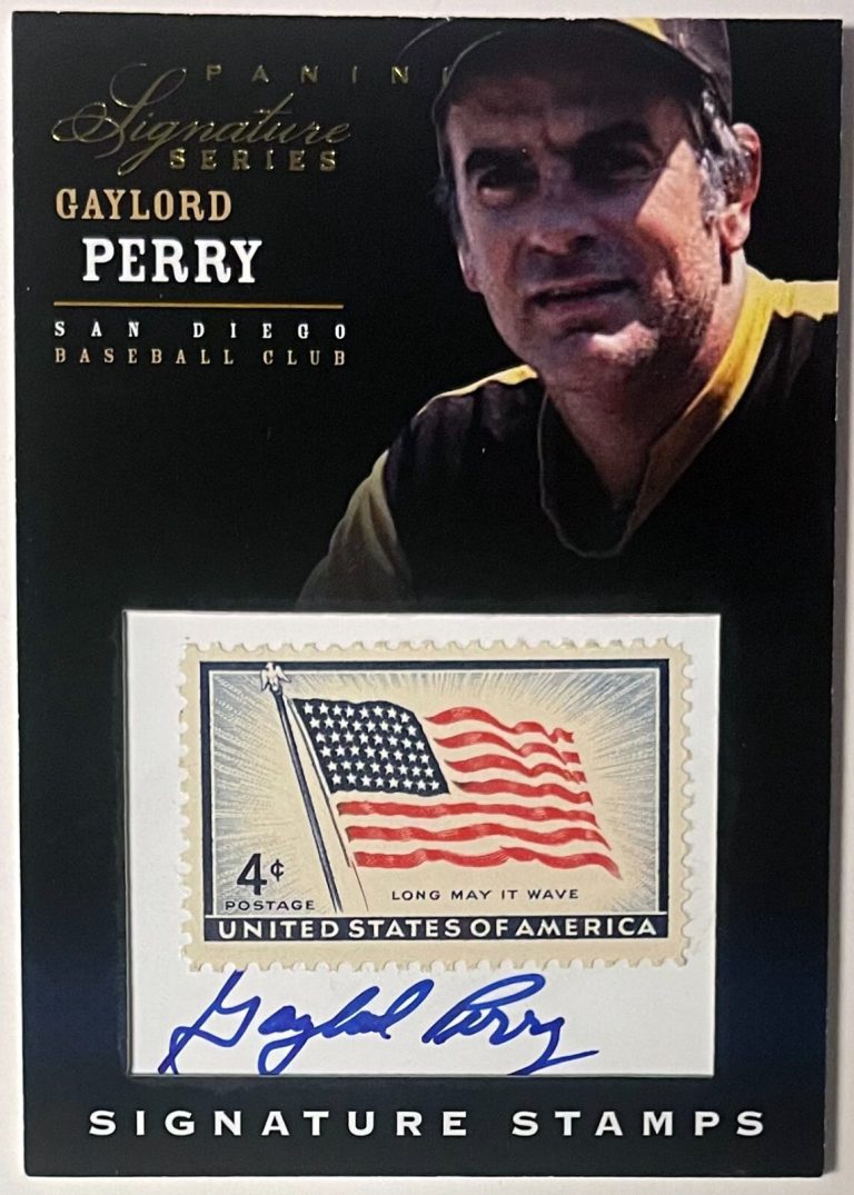 Gaylord Perry signed 2012 Panini Signature Series Stamps On Card Auto #9
