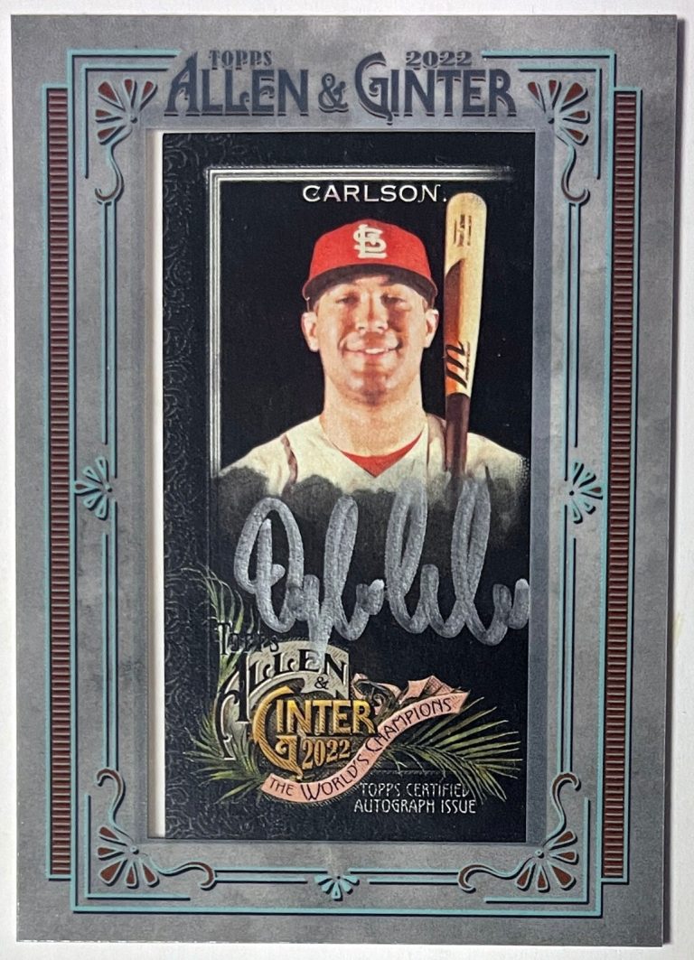 Dylan Carlson signed 2022 Topps Allen & Ginter X Dylan Silver Framed Mini Auto