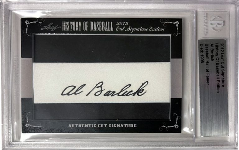 Al Barlick signed 2012 Leaf Cut Signature History of Baseball Edition Card- BAS