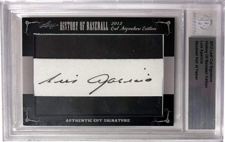 Luis Aparicio signed 2012 Leaf Cut Signature History of Baseball Ed Card- BAS