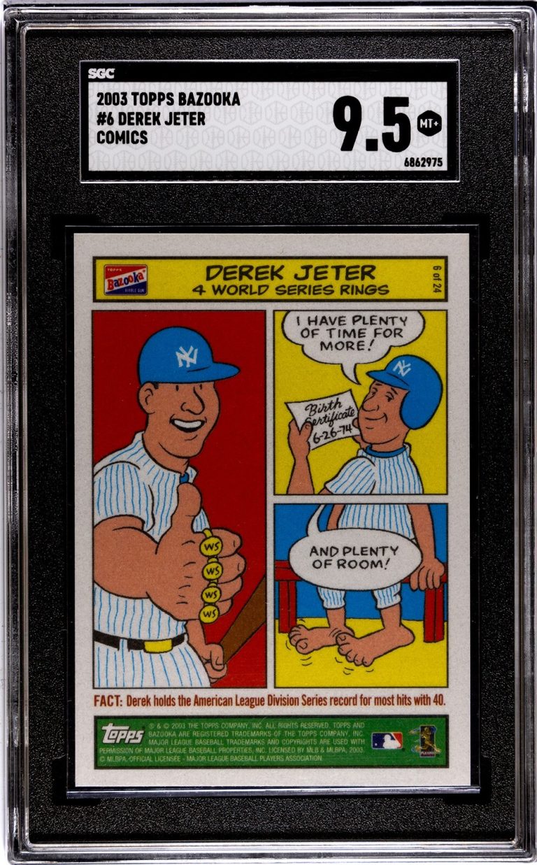 Derek Jeter 2003 Topps Bazooka Comics Card #6 NY Yankees - SGC Graded 9.5 Mint+