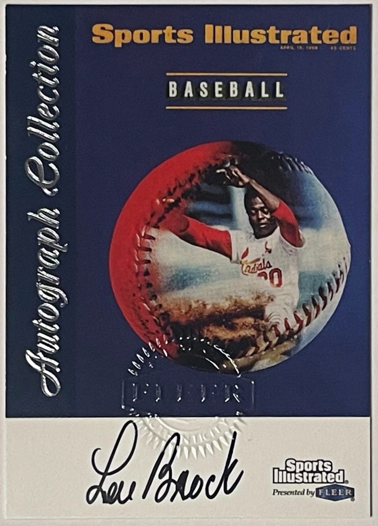 Lou Brock signed 1999 Fleer Sports Il Auto Collection Certified On Card Auto