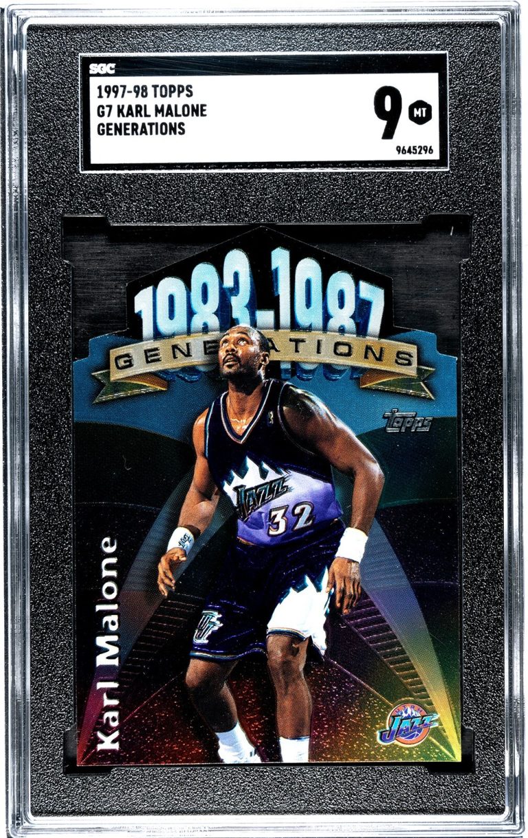 Karl Malone 1997-98 Topps Generations Die-Cut Card #G7- SGC Graded 9 Mint