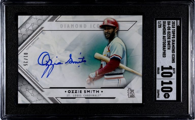 Ozzie Smith signed 2018 Topps Diamond On Card Auto- SGC Graded 10 Gem Mint /25