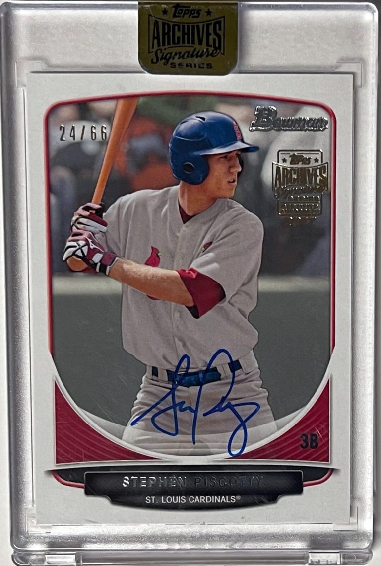 Stephen Piscotty signed 2017 Bowman Topps Archives Signature Series RC Auto /66