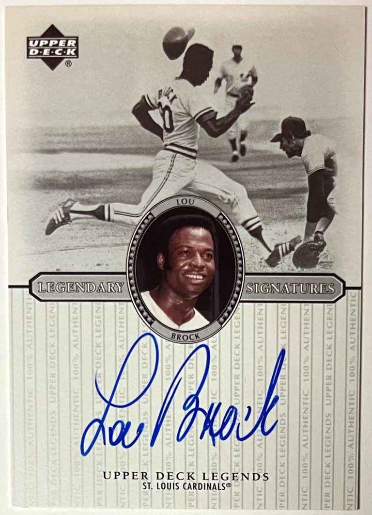 Lou Brock signed 2000 Upper Deck Legends Legendary Signatures On Card Auto #S-LB