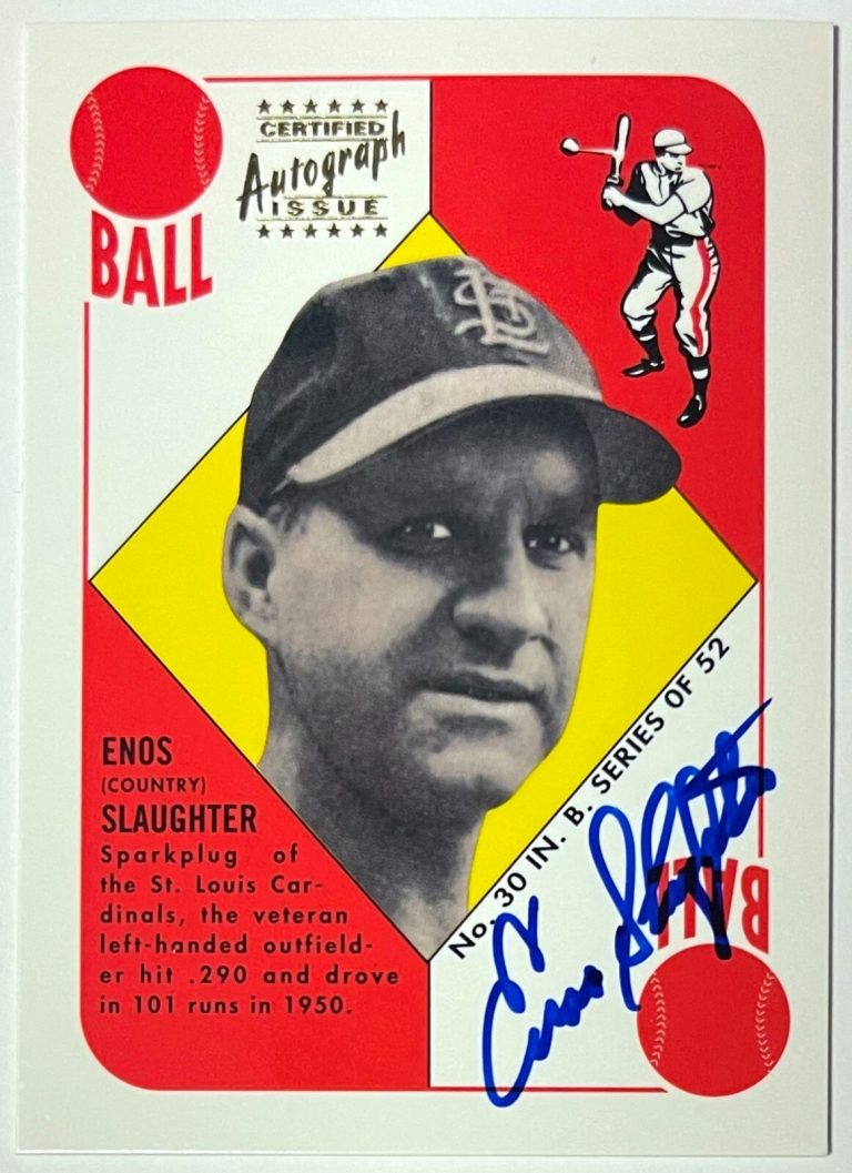 Enos Slaughter signed 1997 Topps Stars Rookie Reprint Certified On Card Auto