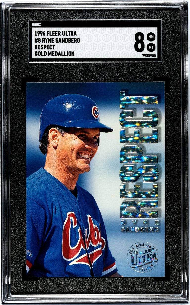 Ryne Sandberg 1996 Fleer Ultra Call to Hall Gold Medallion Card- SGC Graded 8 NM