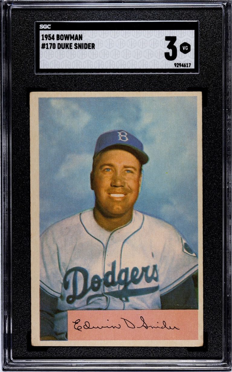 Duke Snider 1954 Bowman Card #170- SGC Graded 3 VG (Brooklyn Dodgers/HOF)