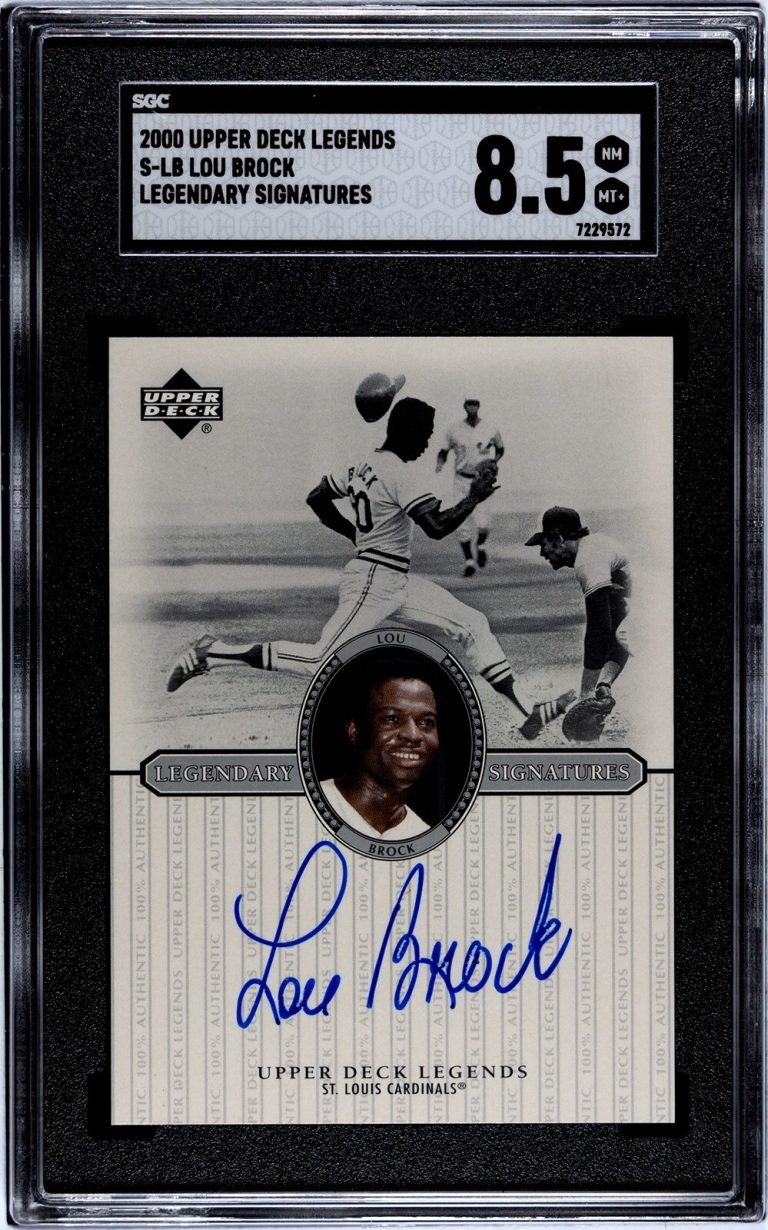 Lou Brock signed 2000 Upper Deck Legendary Sig On Card Auto #S-LB-SGC Graded 8.5