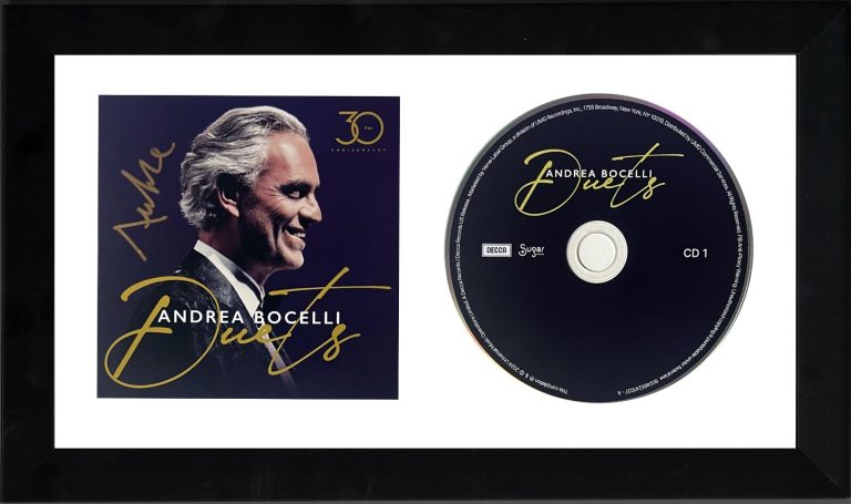 Andrea Bocelli signed 2024 Duets- 30th Anniversary Art Insert, 2CD Custom Framed