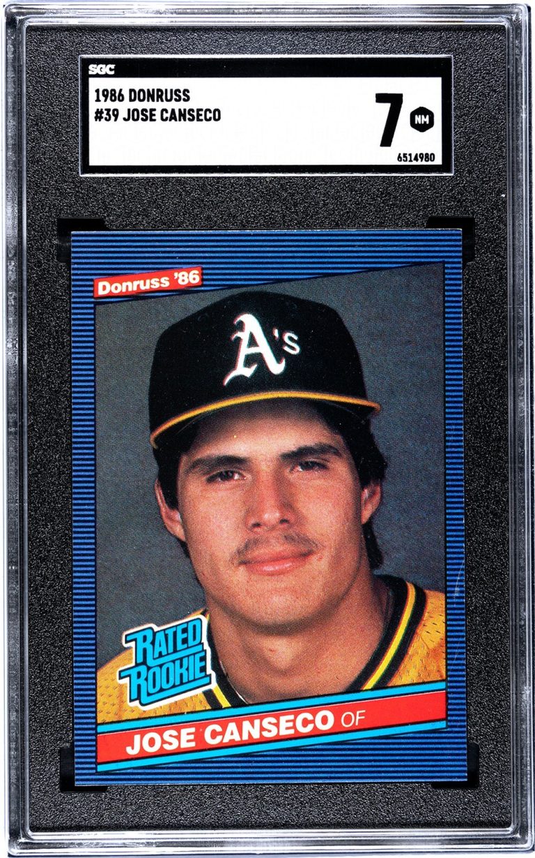 Jose Canseco 1986 Donruss Rated Rookie Card (RC) #39- SGC Graded 7 NM Oakland As
