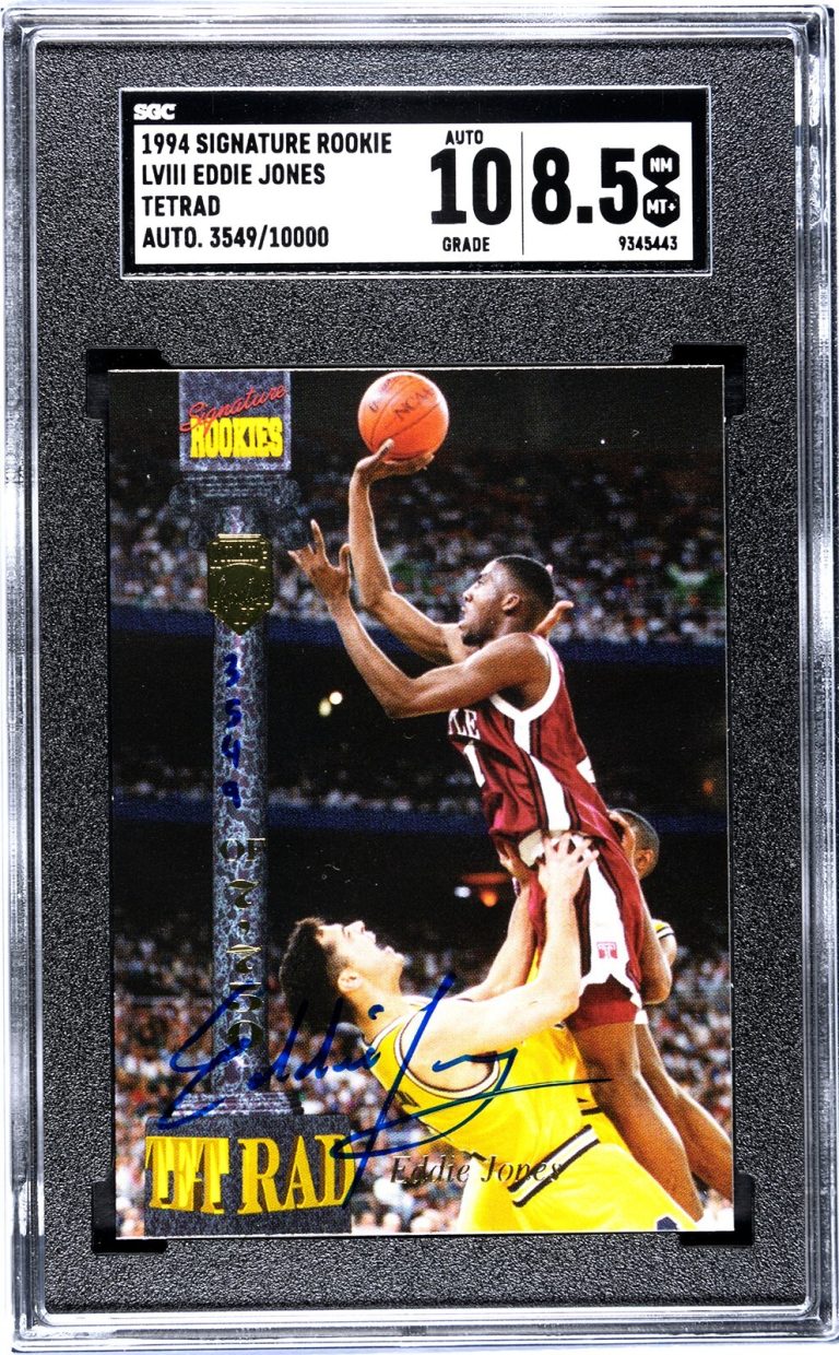Eddie Jones signed 1994 Signature RC Tetrad On Card Auto #LVIII- SGC Graded 8.5