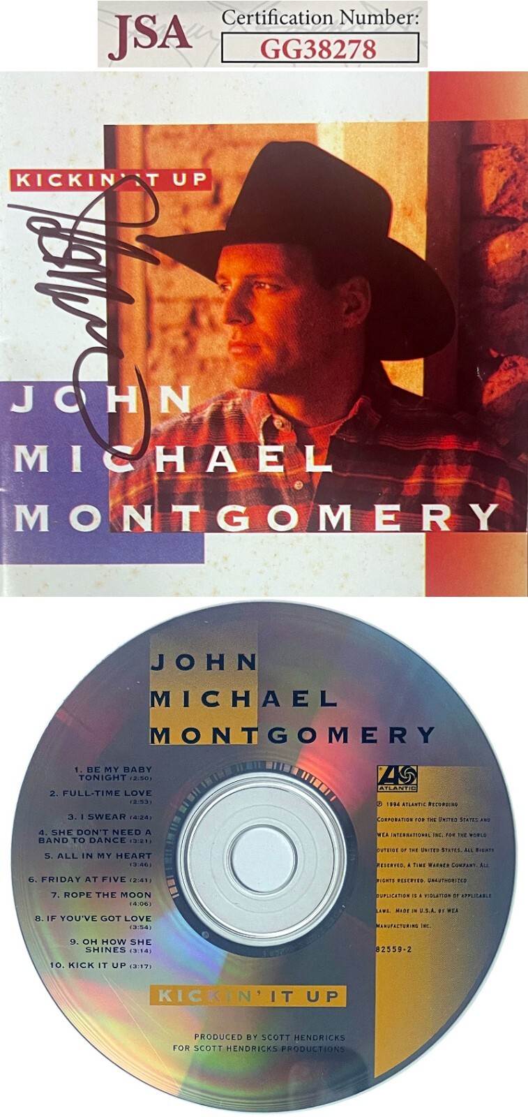 John Michael Montgomery signed 1994 Kickin' It Up Album Cover Booklet w/ CD- JSA