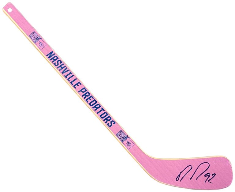 Ryan Johansen signed Nashville Predators Hockey Fights Cancer Pink Mini Stick 92