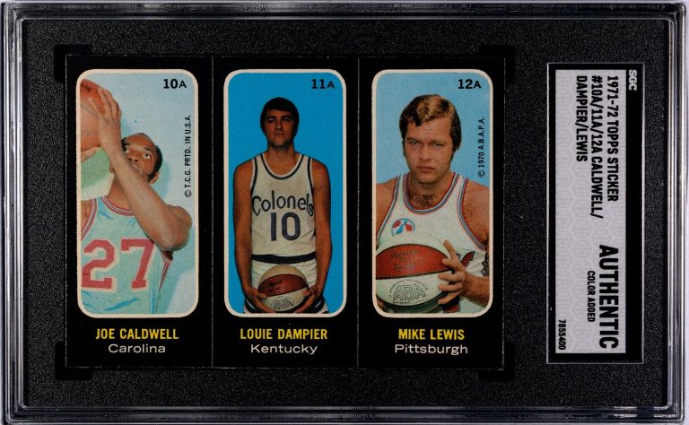 Joe Caldwell/Louie Dampier/Mike Lewis 1971-72 Topps Sticker- SGC Authentic