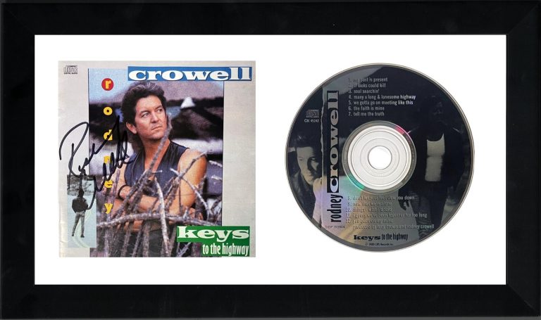 Rodney Crowell signed 1989 Keys to the Highway Album Cover Booklet/CD Framed-JSA