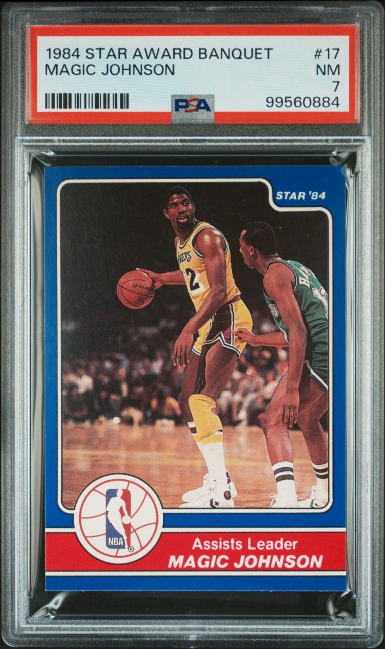 Magic Johnson 1984 Star Award Banquet Card #17- PSA Graded 7 NM ( LA Lakers/HOF)