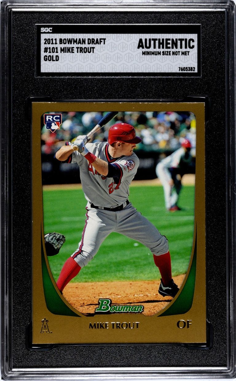Mike Trout 2011 Bowman Draft Gold Card (RC) #101- SGC Slabbed Authentic MIN SIZE