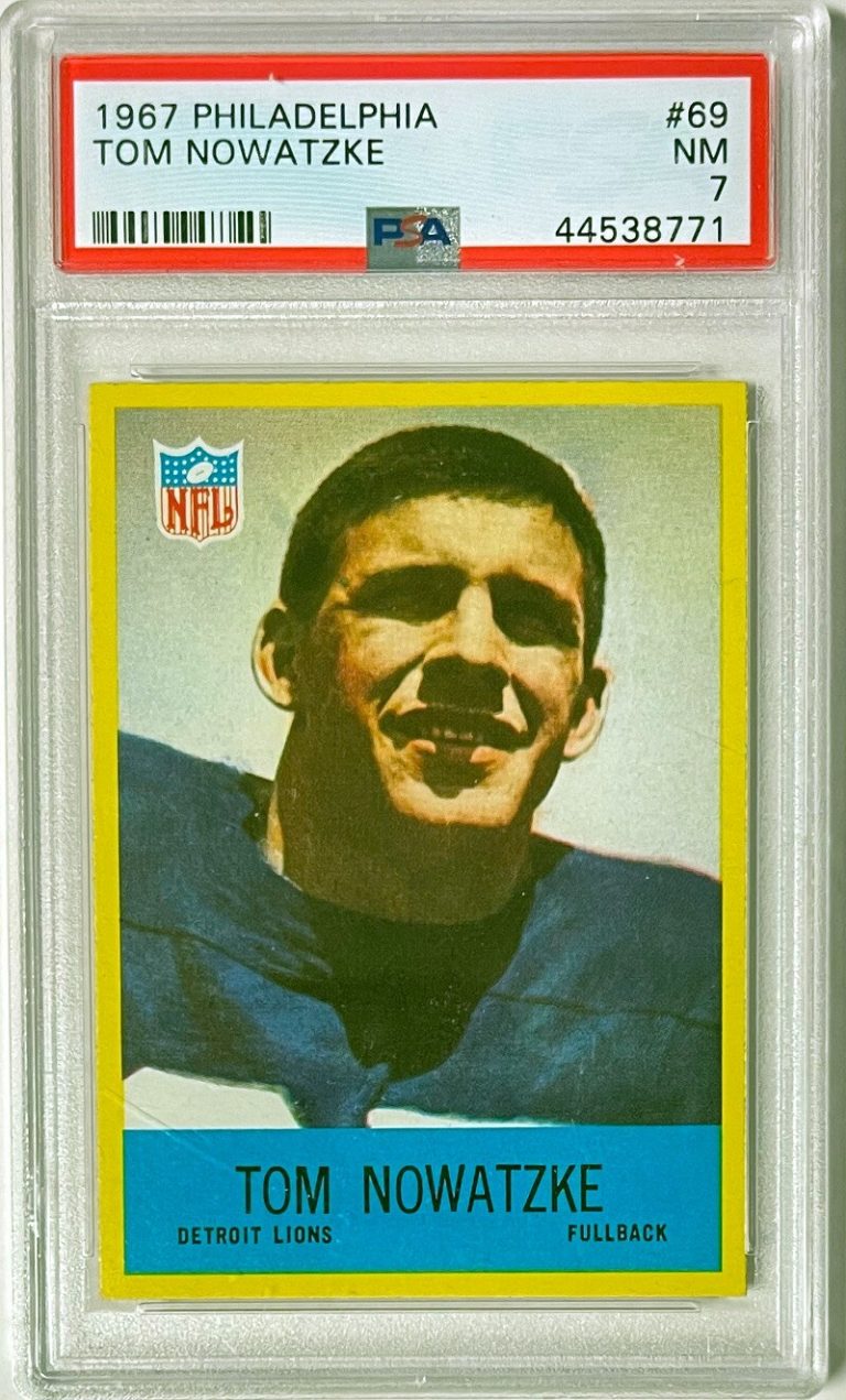 Tom Nowatzke 1967 Philadelphia Card #69- PSA Graded 7 NM (Detroit Lions)