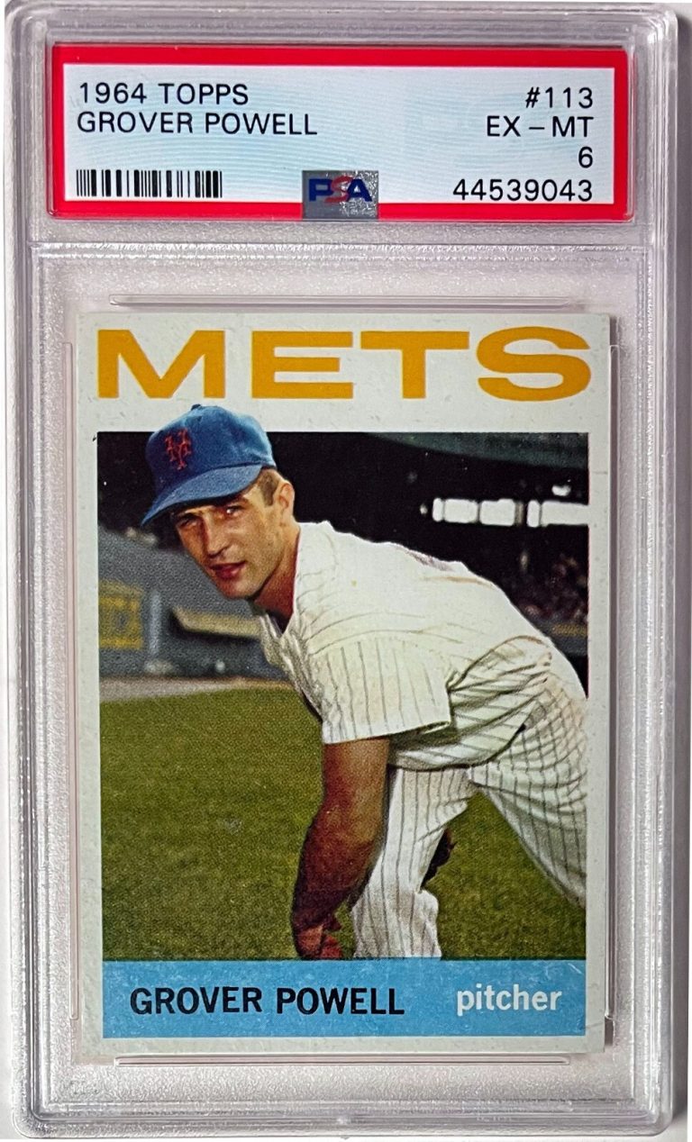 Grover Powell 1964 Topps Card Rookie RC #113- PSA Graded 6 EX-MT (New York Mets)