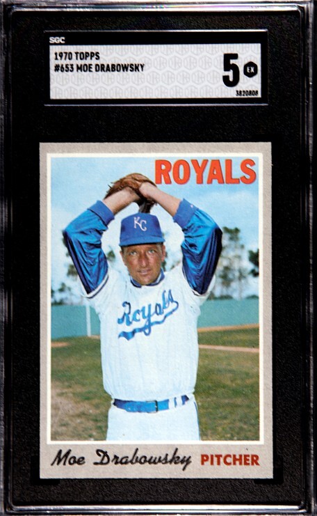 Moe Drabowsky 1970 Topps Card #653- SGC Graded 5 EX (Kansas City Royals)