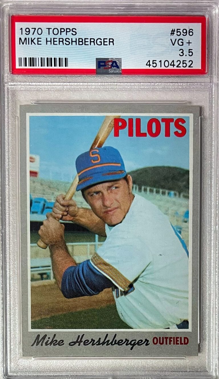 Mike Hershberger 1970 Topps Card #596- PSA Graded 3.5 VG+ (Seattle Pilots)