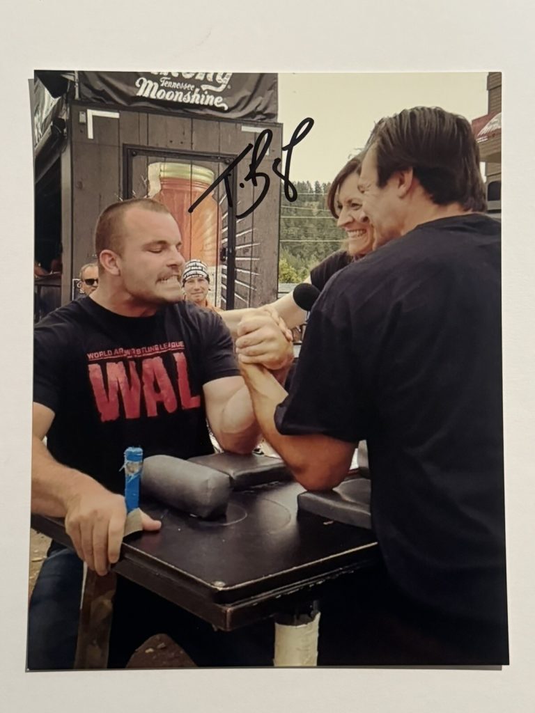 TRAVIS BAGENT HAND SIGNED 8x10 PHOTO AUTOGRAPHED ARM WRESTLER LEGEND COA