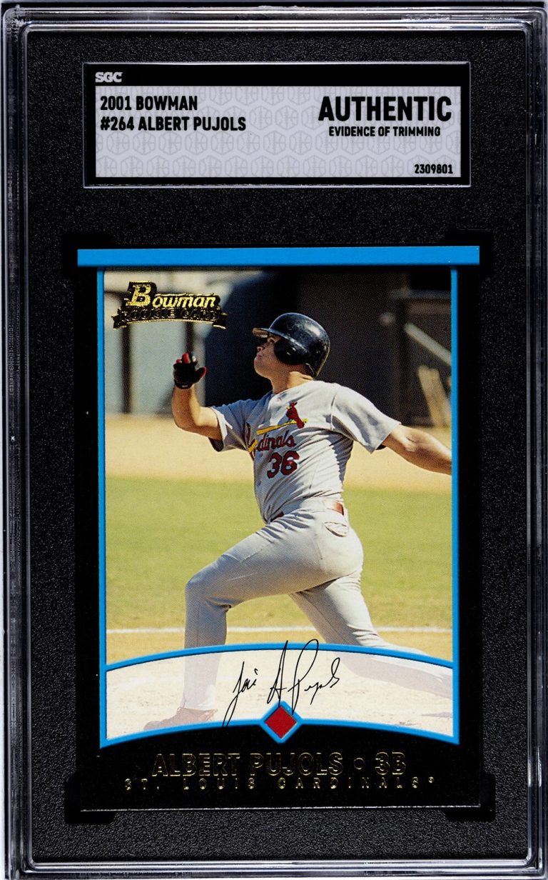 Albert Pujols 2001 Bowman Rookie Card (RC) #264- SGC Slabbed Authentic Trim