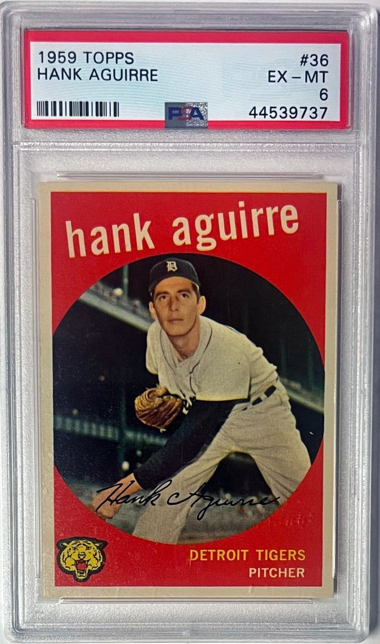 Hank Aguirre 1959 Topps Card #36- PSA Graded 6 EX_MT (Detroit Tigers)