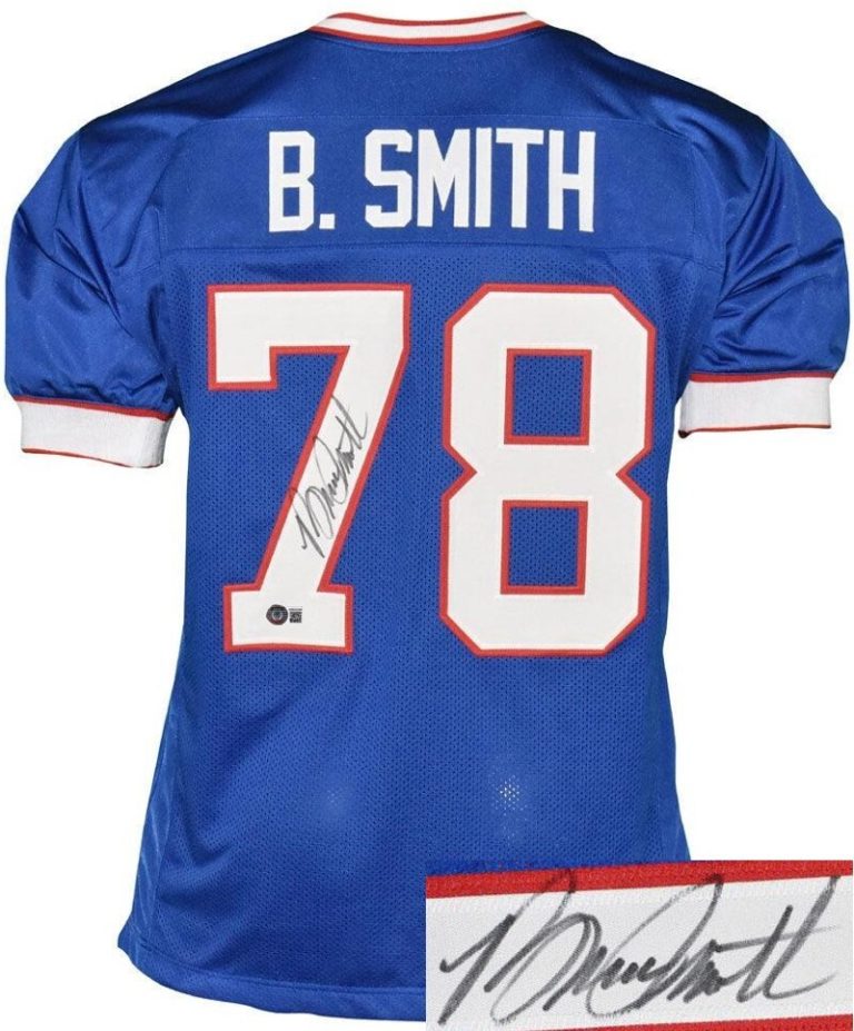 Bruce Smith signed Buffalo Blue Custom Stitched Pro Style Football Jersey XL-BAS