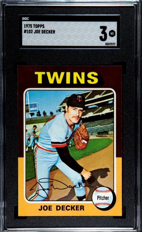 Joe Decker 1975 Topps Card #102- SGC Graded 3 VG (Minnesota Twins)